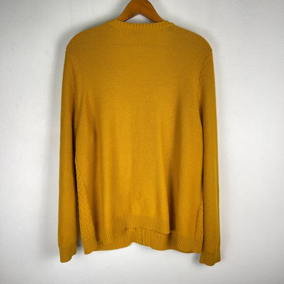 Talbots Wool Cashmere Mustard Yellow Full Zip Cable Knit Cardigan Women's 2X - Picture 2 of 9